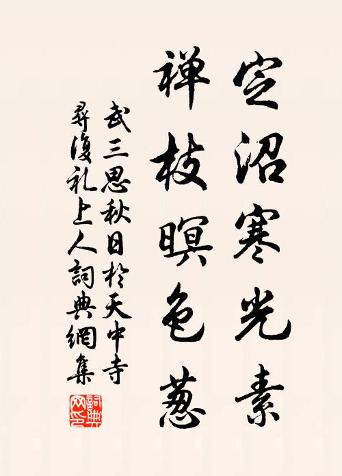 武三思定沼寒光素，禅枝暝色葱书法作品欣赏