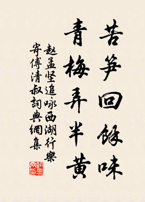 赵孟坚苦笋回余味，青梅弄半黄书法作品欣赏