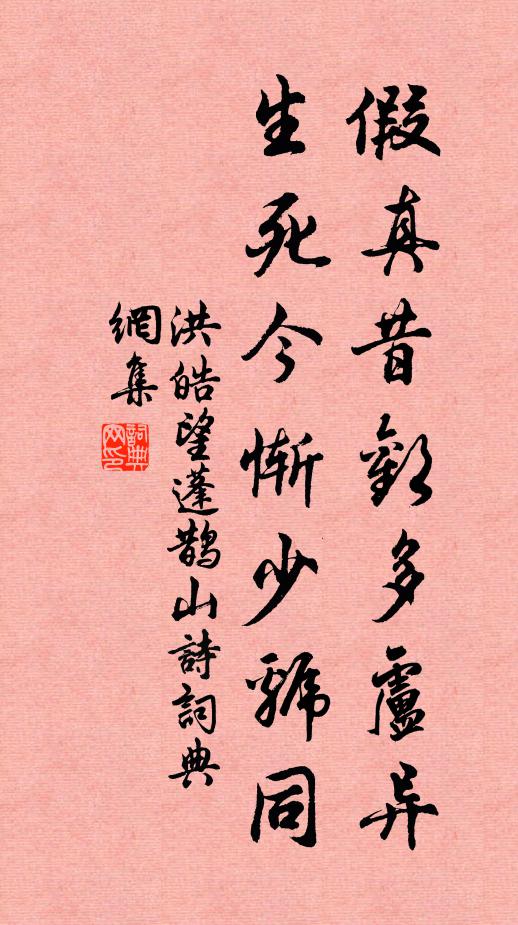 洪皓假真昔欢多卢异，生死今惭少虢同书法作品欣赏