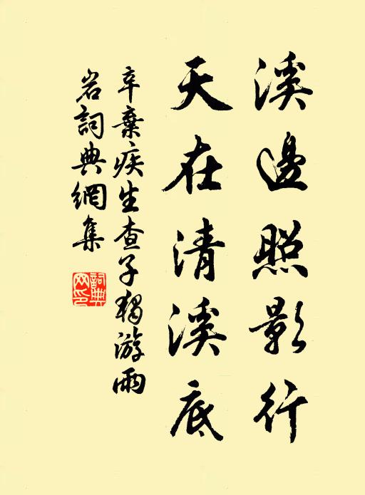 辛弃疾溪边照影行，天在清溪底书法作品欣赏
