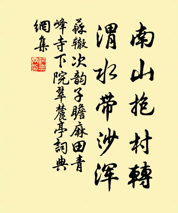 苏辙南山抱村转，渭水带沙浑书法作品欣赏