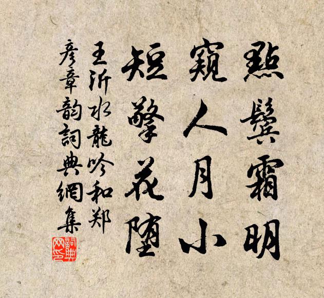 王沂点鬓霜明，窥人月小，短擎花堕书法作品欣赏