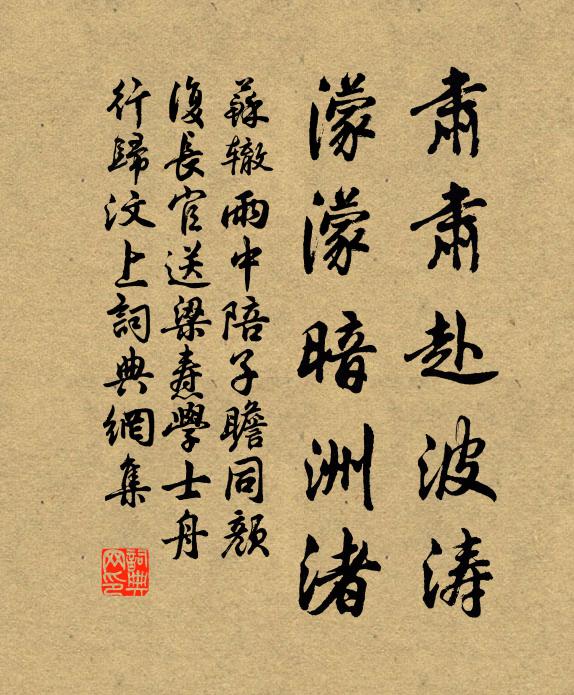 苏辙肃肃赴波涛，濛濛暗洲渚书法作品欣赏
