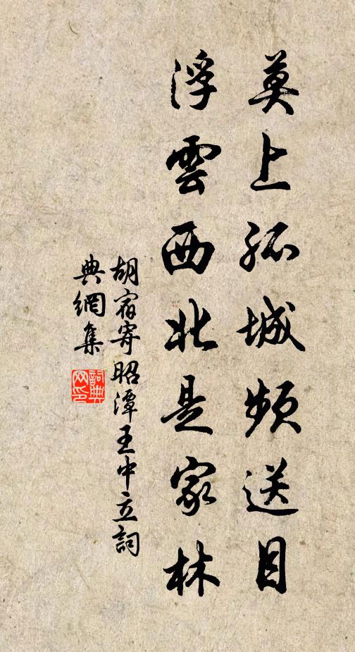 胡宿莫上孤城频送目，浮云西北是家林书法作品欣赏