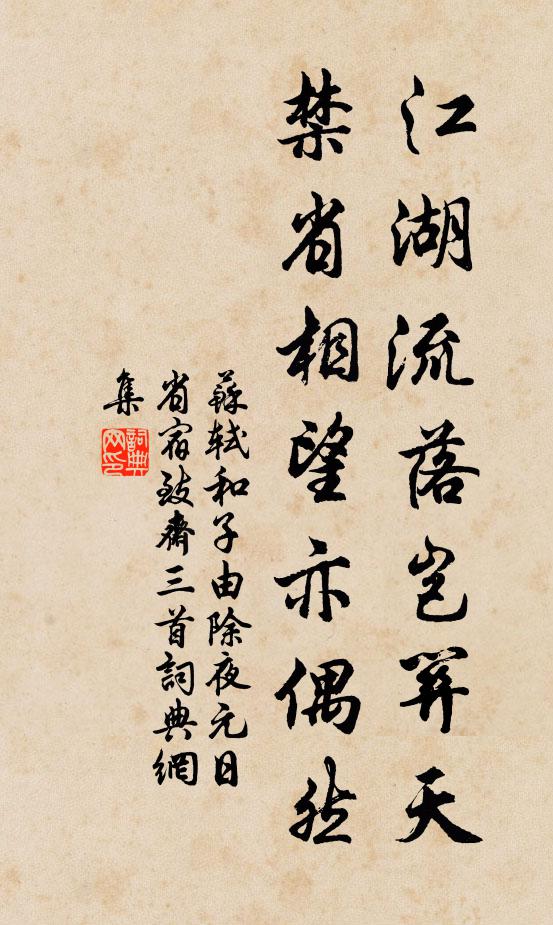 苏轼江湖流落岂关天，禁省相望亦偶然书法作品欣赏