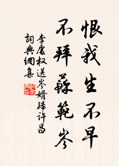 李处权恨我生不早，不拜苏范岑书法作品欣赏