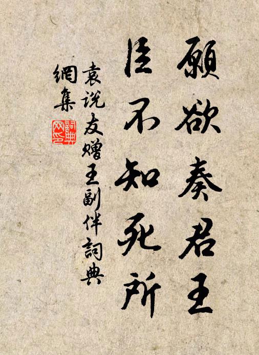 袁说友愿欲奏君王，臣不知死所书法作品欣赏