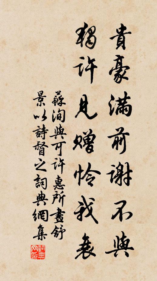 苏洵贵豪满前谢不与，独许见赠怜我衰书法作品欣赏