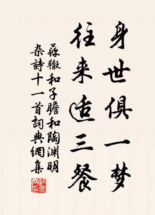 苏辙身世俱一梦，往来适三餐书法作品欣赏