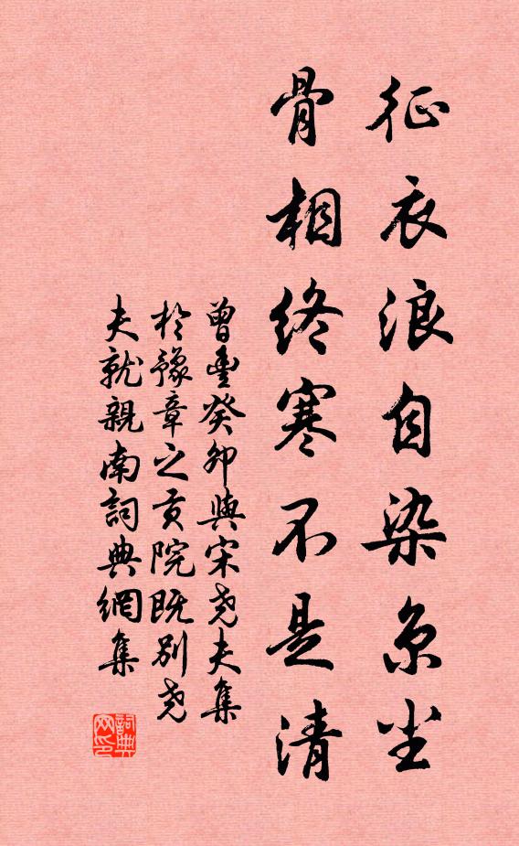 曾丰征衣浪自染京尘，骨相终寒不是清书法作品欣赏
