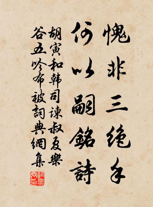 胡寅愧非三绝手，何以嗣铭诗书法作品欣赏