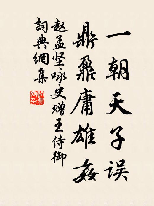 赵孟坚一朝天子误，鼎鼐庸雄奸书法作品欣赏