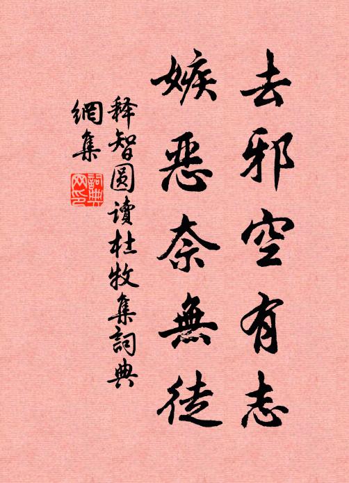 释智圆去邪空有志，嫉恶奈无徒书法作品欣赏