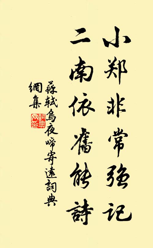 苏轼小郑非常强记，二南依旧能诗书法作品欣赏