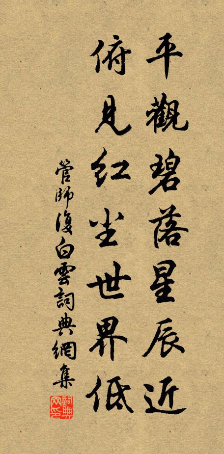 管师复平观碧落星辰近，俯见红尘世界低书法作品欣赏
