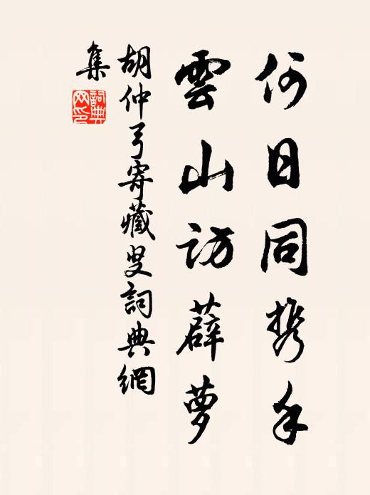 胡仲弓何日同携手，云山访薜萝书法作品欣赏