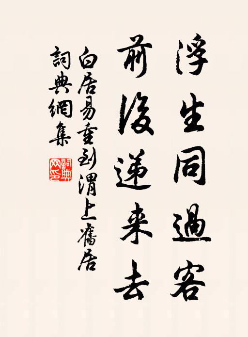 白居易浮生同过客，前后递来去书法作品欣赏