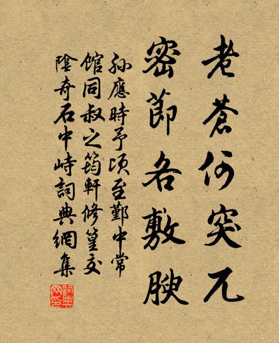 孙应时老苍何突兀，密节各敷腴书法作品欣赏