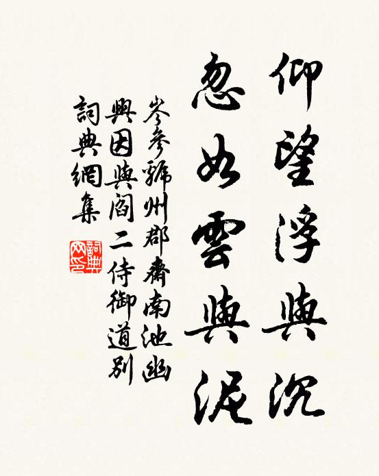 岑参仰望浮与沉，忽如云与泥书法作品欣赏