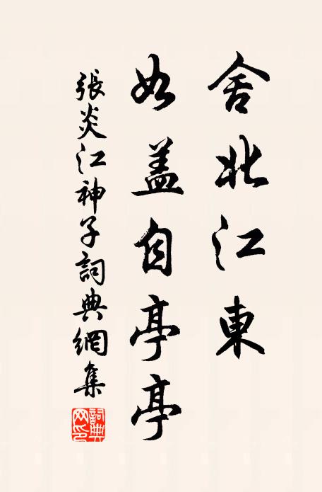 张炎舍北江东，如盖自亭亭书法作品欣赏