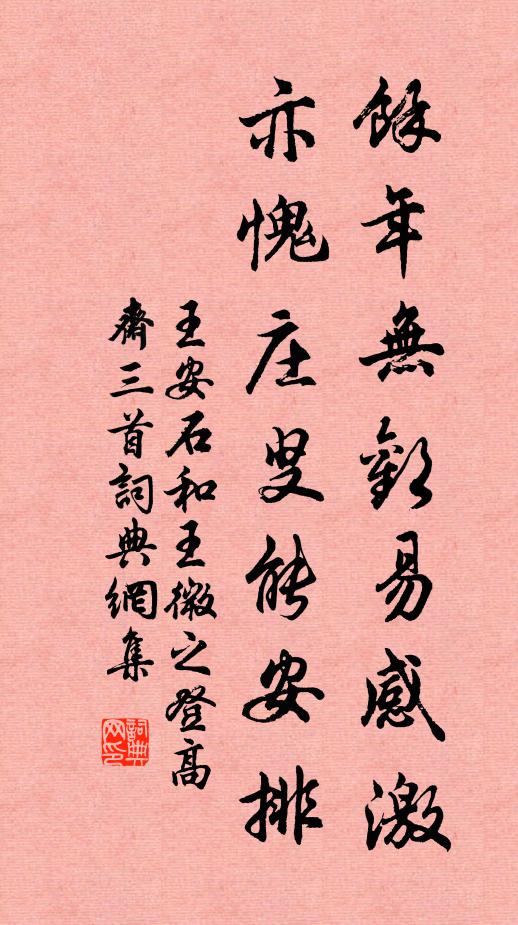 王安石余年无欢易感激，亦愧庄叟能安排书法作品欣赏