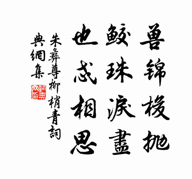 朱彝尊兽锦梭抛，鲛珠泪尽，也忒相思书法作品欣赏