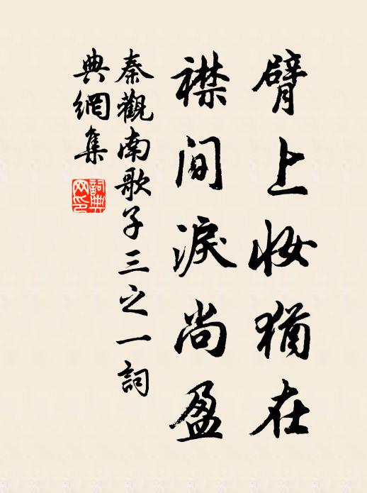 秦观臂上妆犹在，襟间泪尚盈书法作品欣赏