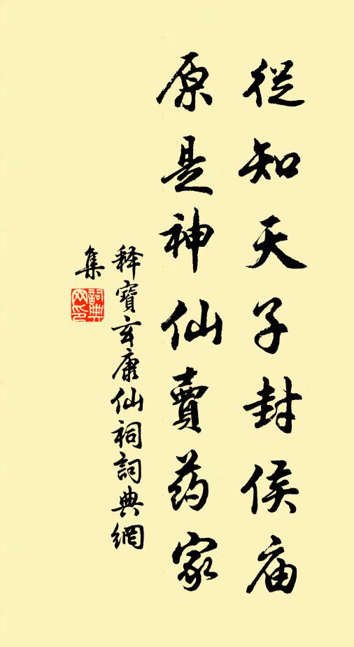 释宝玄从知天子封侯庙，原是神仙卖药家书法作品欣赏