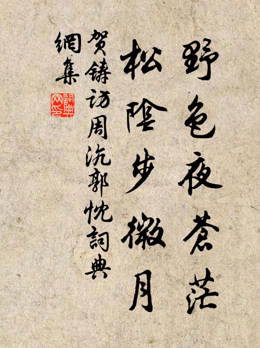 贺铸野色夜苍茫，松阴步微月书法作品欣赏