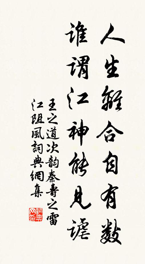 王之道人生离合自有数，谁谓江神能见谑书法作品欣赏