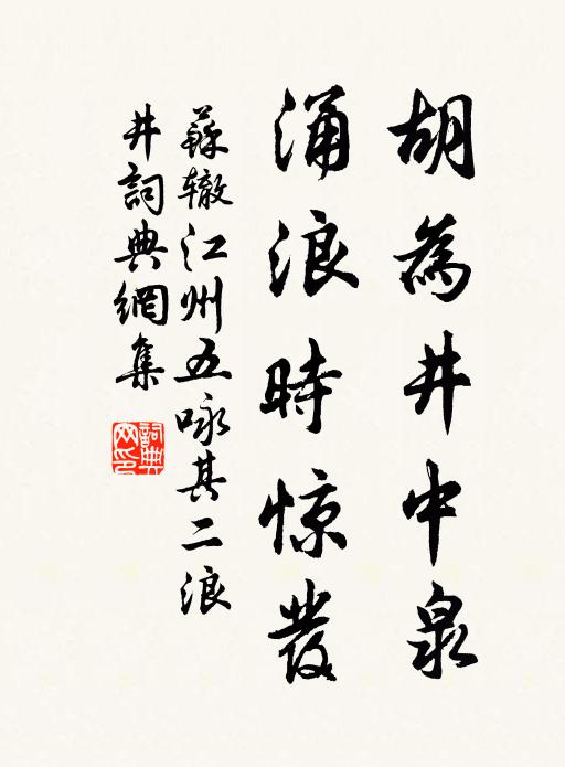 苏辙胡为井中泉，涌浪时惊发书法作品欣赏