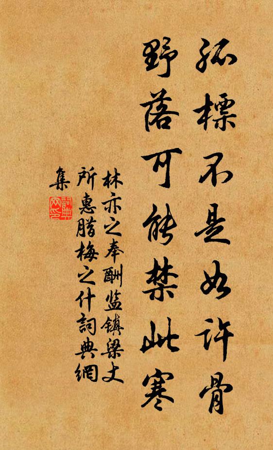 林亦之孤标不是如许骨，野落可能禁此寒书法作品欣赏