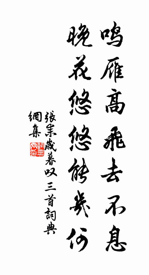张耒鸣雁高飞去不息，晚花悠悠能几何书法作品欣赏