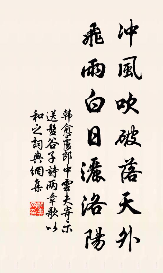 韩愈冲风吹破落天外，飞雨白日洒洛阳书法作品欣赏