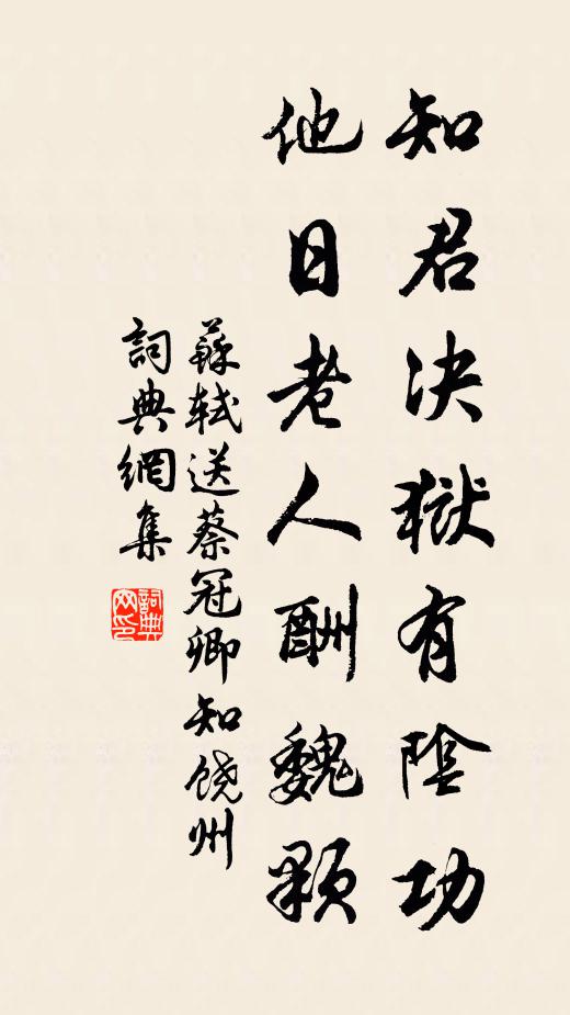 苏轼知君决狱有阴功，他日老人酬魏颗书法作品欣赏