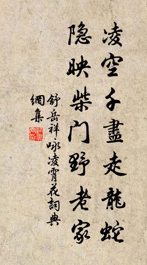 舒岳祥凌空千尽走龙蛇，隐映柴门野老家书法作品欣赏