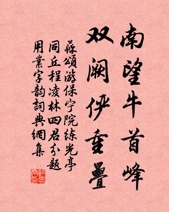 苏颂南望牛首峰，双阙俨重叠书法作品欣赏