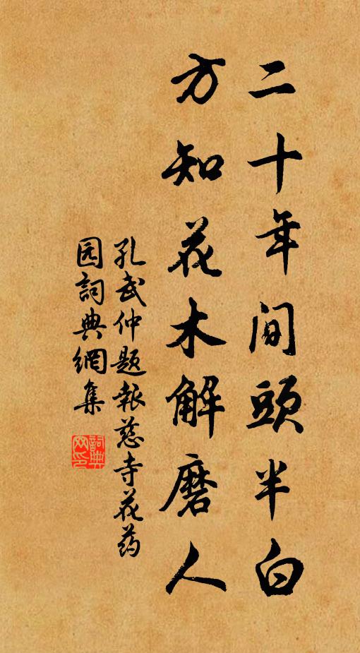 孔武仲二十年间头半白，方知花木解磨人书法作品欣赏