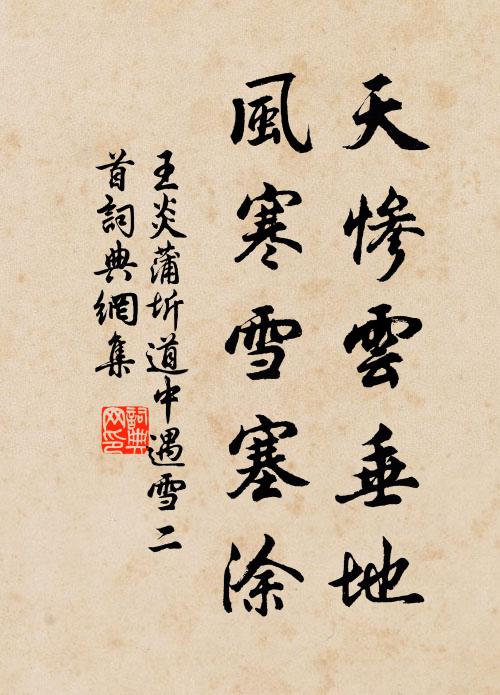 王炎天惨云垂地，风寒雪塞涂书法作品欣赏