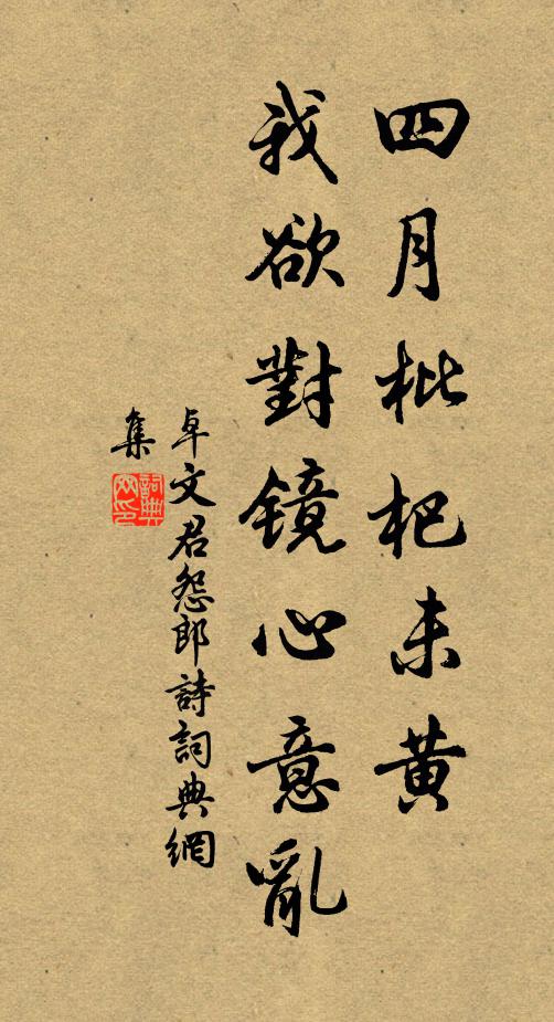 卓文君四月枇杷未黄，我欲对镜心意乱书法作品欣赏