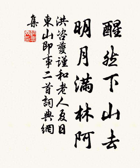 洪咨夔醒然下山去，明月满林阿书法作品欣赏