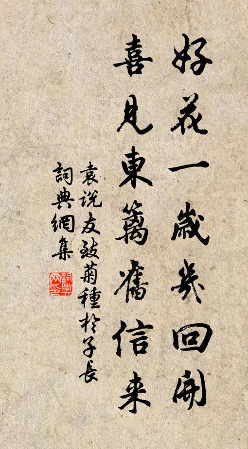 袁说友好花一岁几回开，喜见东篱旧信来书法作品欣赏