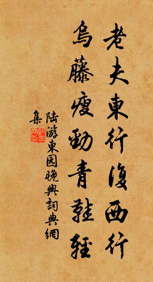 陆游老夫东行复西行，乌藤瘦劲青鞋轻书法作品欣赏