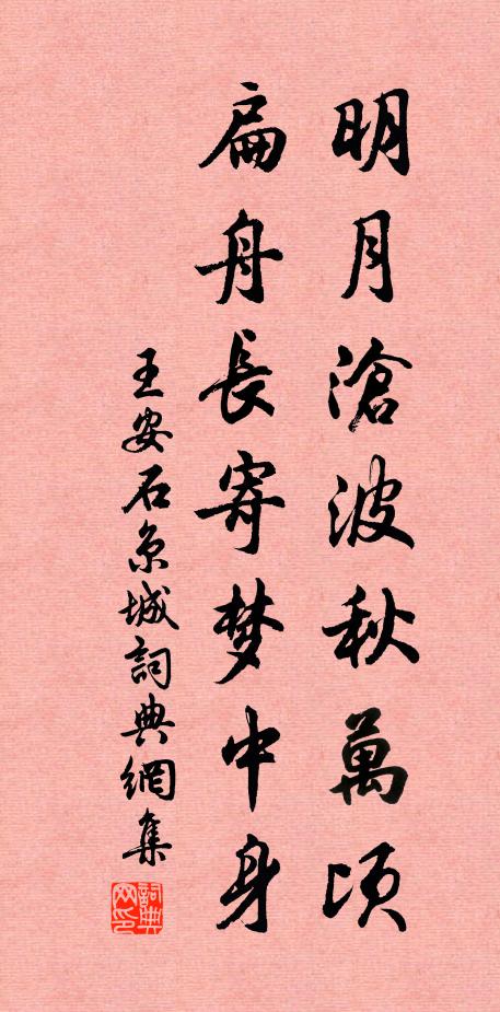 王安石明月沧波秋万顷，扁舟长寄梦中身书法作品欣赏