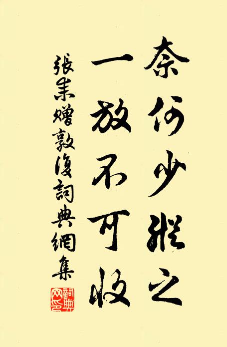 张耒奈何少纵之，一放不可收书法作品欣赏