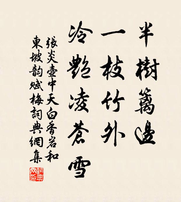 张炎半树篱边，一枝竹外，冷艳凌苍雪书法作品欣赏