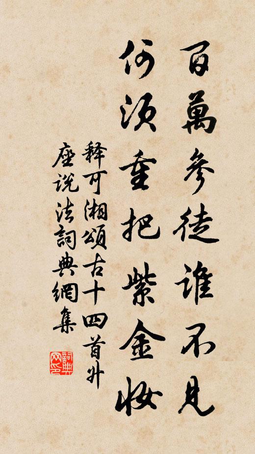 释可湘百万参徒谁不见，何须重把紫金妆书法作品欣赏
