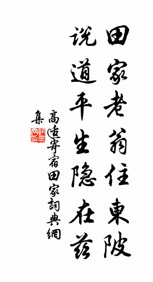 高适田家老翁住东陂，说道平生隐在兹书法作品欣赏