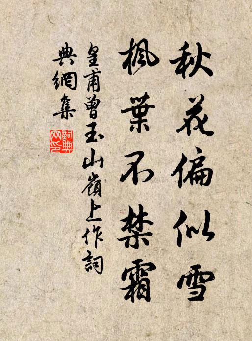 皇甫曾秋花偏似雪，枫叶不禁霜书法作品欣赏