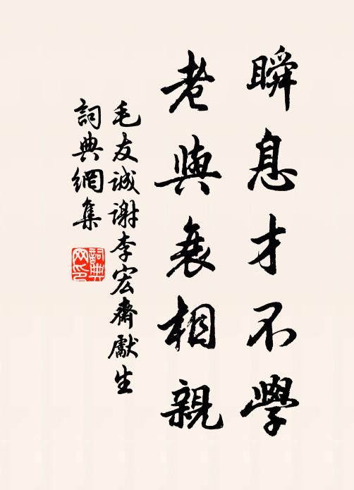 毛友诚瞬息才不学，老与衰相亲书法作品欣赏